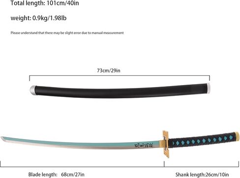 Demon Slayer Sword 40 Inch Tokitou Muichirou Real Metal Cosplay Anime Sword Katana Collection Gift in Saudi Arabia