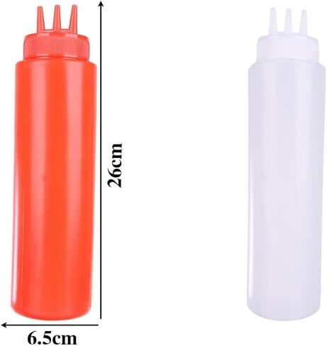 3 Pcs Condiment Squeeze Bottles 3-Hole Plastic Dispenser Container Tomato Sauce Dispensers Sauce Squeeze Bottles (24 OZ, 650 ML) in Saudi Arabia