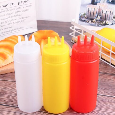 3 Pcs Condiment Squeeze Bottles 3-Hole Plastic Dispenser Container Tomato Sauce Dispensers Sauce Squeeze Bottles (24 OZ, 650 ML) in Saudi Arabia