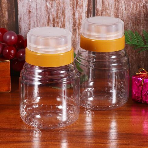 4PCS honey bottle Salad Dressing Bottle Honey Container honey jar plastic syrup holder condiment dispenser bottles sauce squeeze bottles honey storage bottle Jam Bottle seal Miko in Saudi Arabia