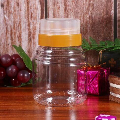 4PCS honey bottle Salad Dressing Bottle Honey Container honey jar plastic syrup holder condiment dispenser bottles sauce squeeze bottles honey storage bottle Jam Bottle seal Miko in Saudi Arabia
