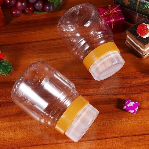 4PCS honey bottle Salad Dressing Bottle Honey Container honey jar plastic syrup holder condiment dispenser bottles sauce squeeze bottles honey storage bottle Jam Bottle seal Miko in Saudi Arabia