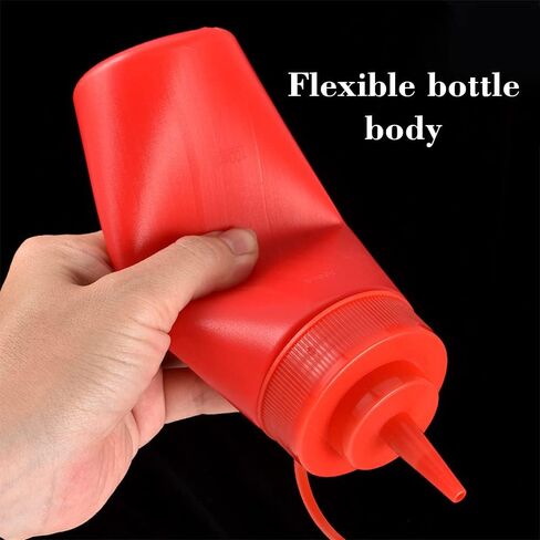 عبوتان من زجاجات ضغط البهارات البلاستيكية من الدرجة الغذائية، زجاجات بهار ضغط من البلاستيك مع غطاء ملتوي لقياس أغطية الصلصات وبهارات الكاتشب (أحمر) in Kuwait