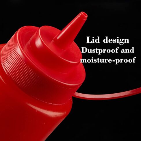 عبوتان من زجاجات ضغط البهارات البلاستيكية من الدرجة الغذائية، زجاجات بهار ضغط من البلاستيك مع غطاء ملتوي لقياس أغطية الصلصات وبهارات الكاتشب (أحمر) in Kuwait