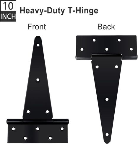 Black T-Strap Shed Door Hinges Heavy Duty, Barn Door Hinges with Screws, Tee Hinges for Wooden Fences, Yard, Patio Door, Wrought Hardware Iron Rustproof (4 Inch, 2 Pack/Set) in Saudi Arabia