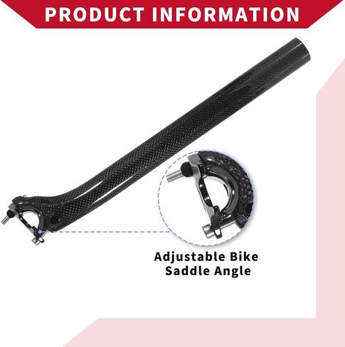 Bicycle Seat Post / Outer Bike Seatpost Bicycle Seat Tube for Bicycle / Durable Carbon Fiber / 1 Pcs 3K Gloss Black in Saudi Arabia