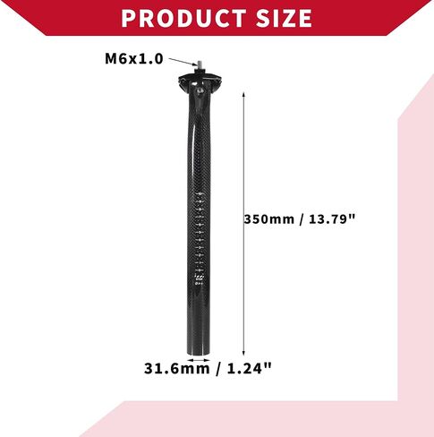 Bicycle Seat Post / Outer Bike Seatpost Bicycle Seat Tube for Bicycle / Durable Carbon Fiber / 1 Pcs 3K Gloss Black in Saudi Arabia