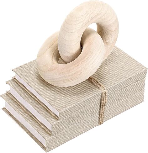 5 Pcs Wood Knot Table Decor and Linen Covered Decorative Books Set for Neutral Boho Farmhouse Coffee Table Bookshelf Home Decorations in Saudi Arabia