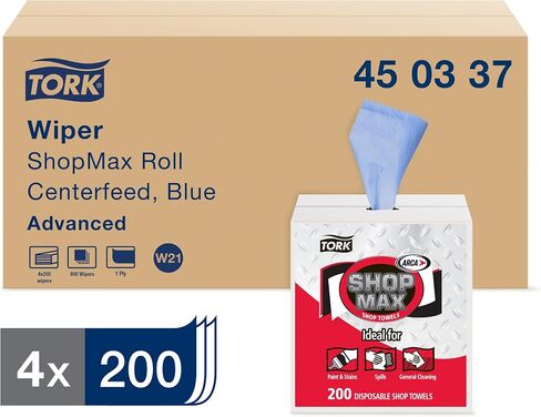 Tork ShopMax Heavy Duty Centerfeed Paper Towel Blue Self Dispensing, High Absorbency, 4 x 200 Sheets, 450337 in Saudi Arabia