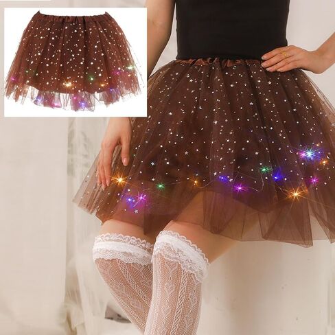 LED تول توتو تنورة تضيء الباليه فقاعة الرقص التنانير سباركلي البولكا الطبقات تنورة لفتاة وWomwen in Kuwait