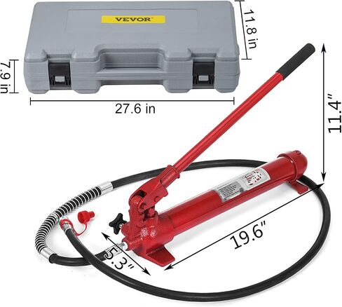Vevor 10 Ton Porta Power Kit 1.4M (55.1 بوصة) خرطوم الزيت الهيدروليكي للسيارة جاك رام أدوات إصلاح إطار الجسم التلقائي لمزرعة التحميل وتفريغ سرير الشاحنة وبناء المعدات الهيدروليكية، أحمر in Saudi Arabia