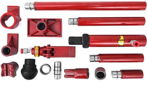 Vevor 10 Ton Porta Power Kit 1.4M (55.1 بوصة) خرطوم الزيت الهيدروليكي للسيارة جاك رام أدوات إصلاح إطار الجسم التلقائي لمزرعة التحميل وتفريغ سرير الشاحنة وبناء المعدات الهيدروليكية، أحمر in Saudi Arabia