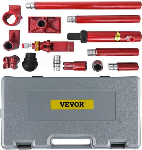 Vevor 10 Ton Porta Power Kit 1.4M (55.1 بوصة) خرطوم الزيت الهيدروليكي للسيارة جاك رام أدوات إصلاح إطار الجسم التلقائي لمزرعة التحميل وتفريغ سرير الشاحنة وبناء المعدات الهيدروليكية، أحمر in Saudi Arabia