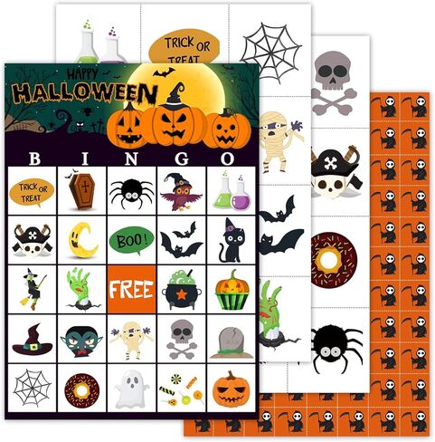 Halloween Bingo Party Games with 24 Players, Halloween Party Games for Girls Boys School Classroom Party Supplies, Classroom Activities, Party Favor Gifts for Young Adults Family Activities - JY907 in Kuwait