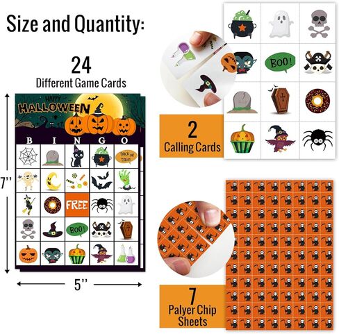 Halloween Bingo Party Games with 24 Players, Halloween Party Games for Girls Boys School Classroom Party Supplies, Classroom Activities, Party Favor Gifts for Young Adults Family Activities - JY907 in Kuwait