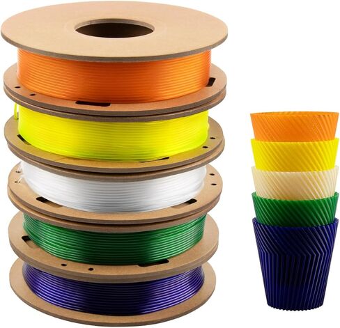 TPU Filament 1.75mm Bundle, TINMORRY 3D Printer Filament Bundle, 200g x 5 spools, Transparent + Transparent Orange + Transparent Yellow + Transparent Violet + Transparent Emerald Green in Saudi Arabia