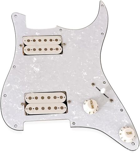 سلك مسبق Strat Pickguard HH مع سيراميك مزدوج من نوع Colis Humbucker مناسب لجزء جيتار Strat باللون الأبيض اللؤلؤي in Kuwait