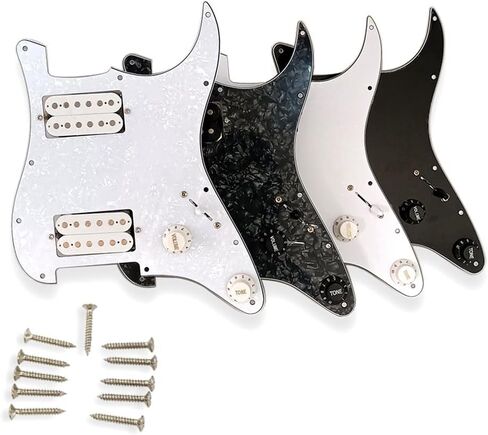 سلك مسبق Strat Pickguard HH مع سيراميك مزدوج من نوع Colis Humbucker مناسب لجزء جيتار Strat باللون الأبيض اللؤلؤي in Kuwait