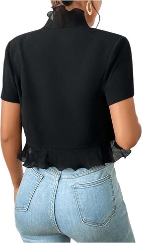 GORGLITTER Women's Ruffle Mesh Bolero Shrug Open Front Short Sleeve Dress Cardigan in Saudi Arabia