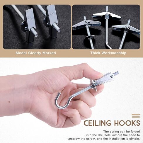 32Pcs M5×75 Heavy Duty Carbon Steel Ceiling Hooks Spring Toggle Wing Bolts Wall Fixing Ceiling Hooks Pothook Wall Fixing Anchors Ceiling for Hanging Plants in Saudi Arabia
