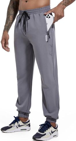 بنطلون رياضي للرجال من Trackpants مع جيوب بسحاب كاجوال للجري سريع الجفاف سروال رياضي S-3XL in Kuwait