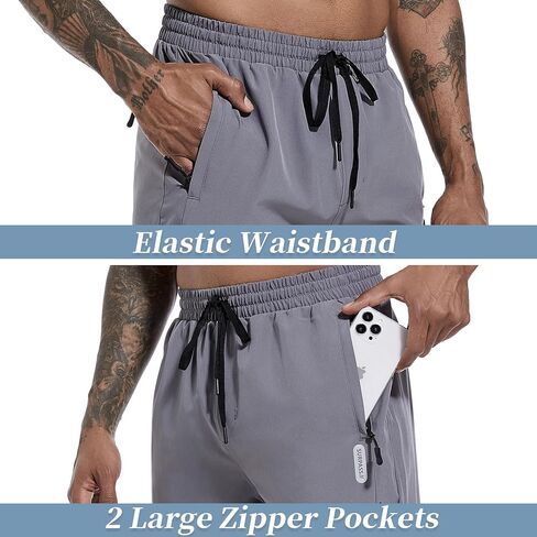 بنطلون رياضي للرجال من Trackpants مع جيوب بسحاب كاجوال للجري سريع الجفاف سروال رياضي S-3XL in Kuwait