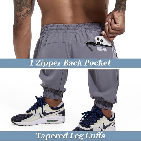 بنطلون رياضي للرجال من Trackpants مع جيوب بسحاب كاجوال للجري سريع الجفاف سروال رياضي S-3XL in Kuwait