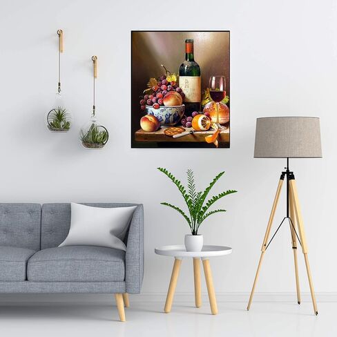XDXART DIY Oil Painting Paint by Number Kit for Kids Adults Beginner 16x20 inch - Wine and Fruit, Drawing with Brushes Christmas Decor Decorations Gifts (without Frame) in Saudi Arabia
