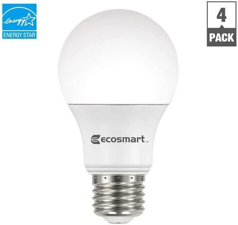 EcoSmart 60W مكافئة للضوء الأبيض الناعم A19 Energy Star ومصباح LED قابل للتعتيم (4 عبوات) in Kuwait