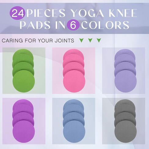 ShinyRelief 24 Pack Workout Knee Pad Cushion 15mm Thick for Yoga Non Slip Elbows Wrist Hands Head Foam Pilates Pad Support Foam Pads for Women and Men, 6 Colors in Saudi Arabia