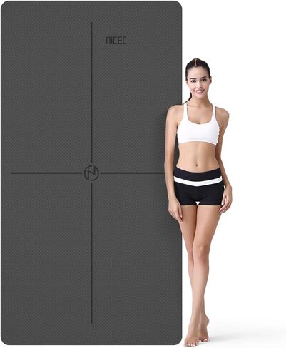 سجادة يوجا لطيفة C، سجادة يوجا سميكة، سجادة تمرين، سجادة للياقة البدنية، بسمك 1⁄4 بوصة 72 × 32 72 × 48 مع علامات محاذاة، غير قابلة للانزلاق، بطانة ناعمة لليوجا وصالة الألعاب الرياضية والداخلية والخارجية in Kuwait