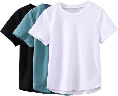 SOLY HUX Toddler Boy's Round Neck Tee 3 Piece Solid Short Sleeve T Shirts Summer Tops in Saudi Arabia