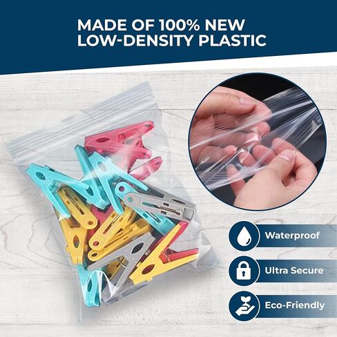 Clear Plastic Zip Lock Bags, 8" x 10" (100 Count), Transparent, Resealable Zipper Bags, Small, Durable, Water-Resistant, and Food Safe Polybags for Storage, Food, Crafts, and Shipping in Kuwait