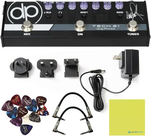 Tech 21 SansAmp dUg Pinnick DP-3X Signature Pedal Bundle w/ 2x Strukture S6P48 Woven Right Angle Patch Cables, 12x Fender Picks and Liquid Audio Polishing Cloth in Saudi Arabia