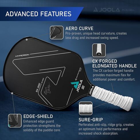 JOOLA Ben Johns Hyperion CFS Swift Pickleball Paddle - USAPA Approved for Tournament Play - Carbon Fiber Pickle Ball Racket - Maximum Speed with High Grit & Spin in Saudi Arabia