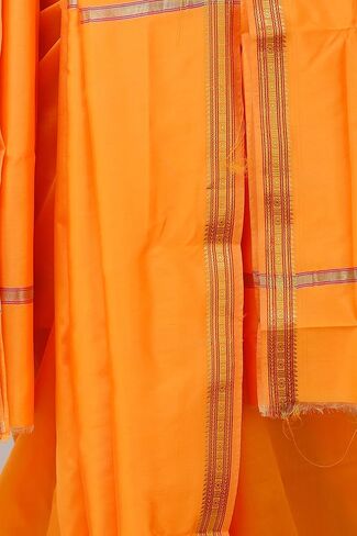 Dhoti and Angavastram Set with Golden Woven Paisley on Border in Kuwait
