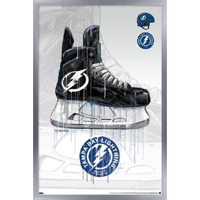 Trends International NHL Tampa Bay Lightning - Drip Skate 21 Wall Poster, 22.375" x 34", Silver Framed Version