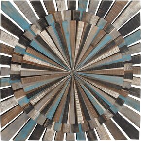 Deco 79 Wood Starburst Handmade Home Wall Decor Carved Wall Sculpture, Wall Art 36" x 1" x 36", Multi Colored