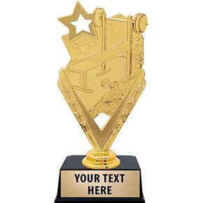 Crown Awards Weightlifting Trophies with Custom Engraving, 6" Personalized Bodybuilding Trophy On Black Base Prime