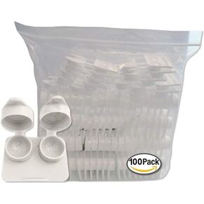 Contact Lenses Cases Flat Ribbed Extra Deep Well - White, 100 Pack