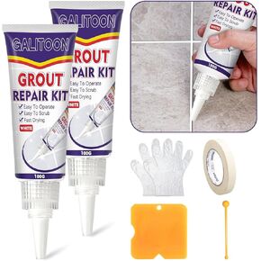 Tile Grout Repair Kit, 2 Pack Grout Filler, Fast Drying Tile Grout, Grout Sealer Bathroom Shower Kitchen Floor Tile, Restore and Renew Tile Joints Line, Gaps, Replace Grout Pen (Black, 200G)