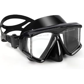 Scuba Diving Mask, Pano 4 Swim Mask Anti Fog Swim Goggles with Nose Cover for Adult Professional Snorkeling Mask with Tempered Glass for Snorkeling, Diving and Swimming