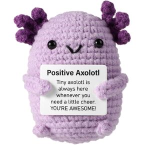 Positive Axolotl Crochet, Mini Cute Knitted Encouragement Axolotl Crochet Toy Uplifting Gifts for Friends Party Decoration Christmas Day Birthday Presents(Purple)