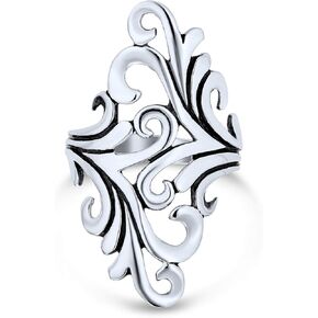 Bling Jewelry Geometric Unique Fashion Statement Full Finger Ring For Women For Teen .925 Sterling Silver