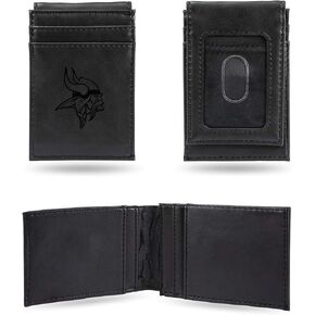 Rico Industries Laser Engraved Front Pocket Wallet, Minnesota Vikings, Black, 2.75 x 4-"
