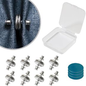 8Piars Curtain Magnet Closure Silver Magnetic Curtain Clips with 4 Self-Adhesive Patch Strong Magnetic Curtain Buckle to Keep Curtains Closed Prevents Light Leakage for Curtain Drapes