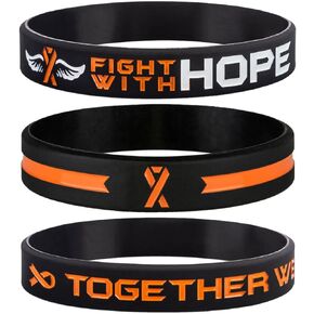 Sainstone Get Well Soon Gifts Orange Awareness Ribbon Bracelets with Motivational Quote - Fight With Hope, Together We Fight, Cancer & Cause Wristbands for Men Women Patients Survivors