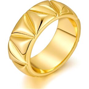AllenCOCO Chunky Gold Plated Rings for Women - Trendy Cubic Zirconia 14k Gold Filled Stackable Rings