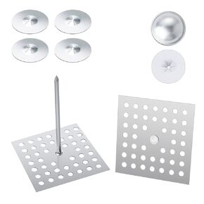 300 pcs Perforated Insulation Pins 2-1/2 Inch, 1.5 Inch Round Self Locking Washers, 7/8 Inch Aluminum Anti-aging Dome Cap Washers Fasterners for Wall and Ceiling (100+100+100)