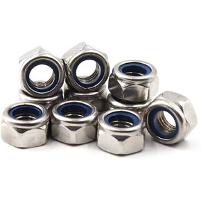 304 Stainless Steel Metric Hex Lock Nut M3 Nylon Insert 50 Pack